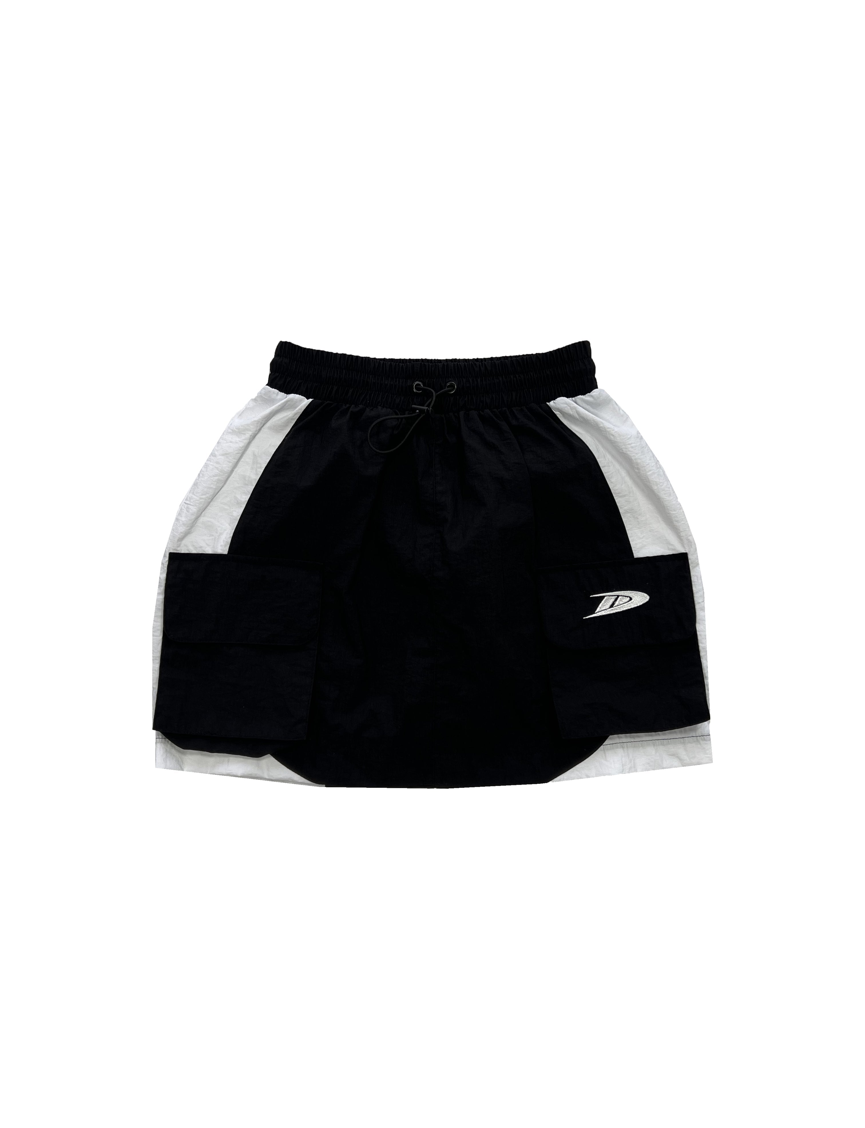 Black windbreaker cargo skirt